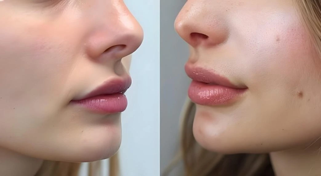 Lip filler before and after natural enhancement results Dubai
