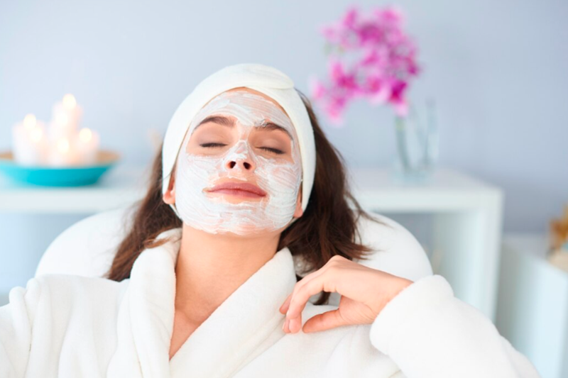 receiving a facial treatment